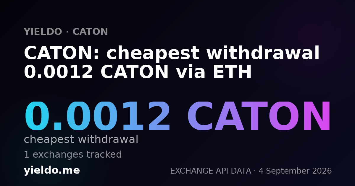 CATON: cheapest withdrawal 0.0012 CATON via ETH