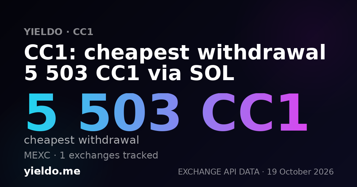 CC1: cheapest withdrawal 5 503 CC1 via SOL