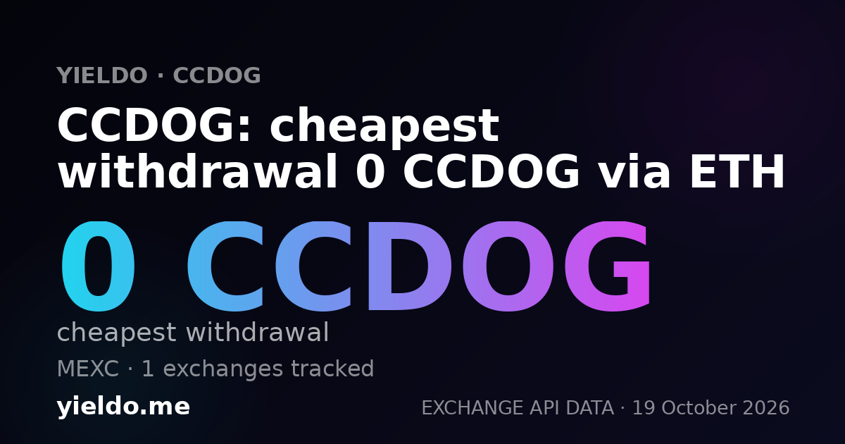 CCDOG: cheapest withdrawal 0 CCDOG via ETH