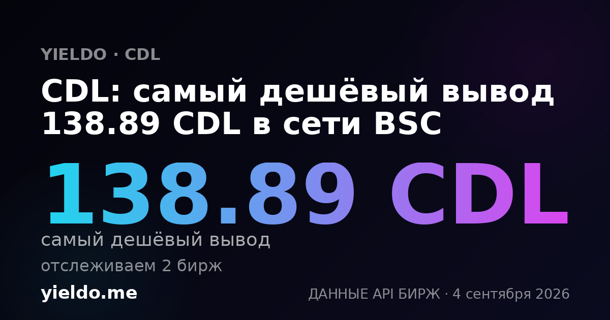 CDL: самый дешёвый вывод 138.89 CDL в сети BSC