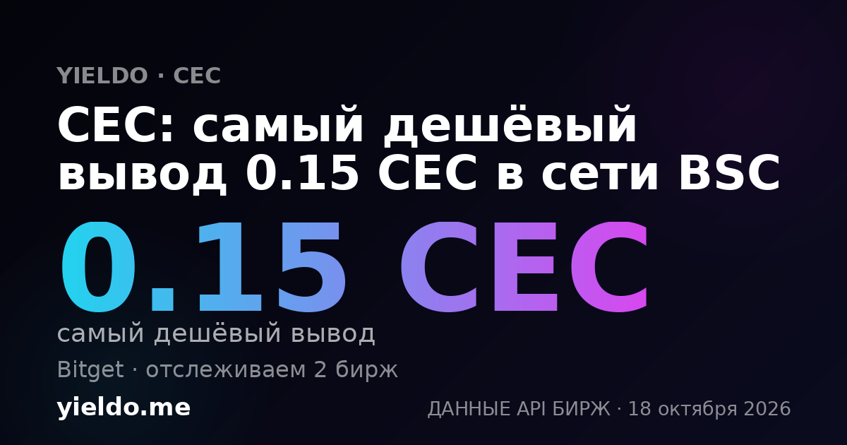 CEC: самый дешёвый вывод 0.15 CEC в сети BSC