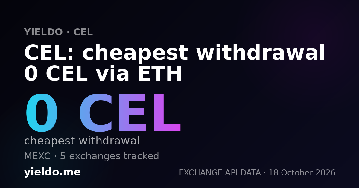 CEL: cheapest withdrawal 0 CEL via ETH
