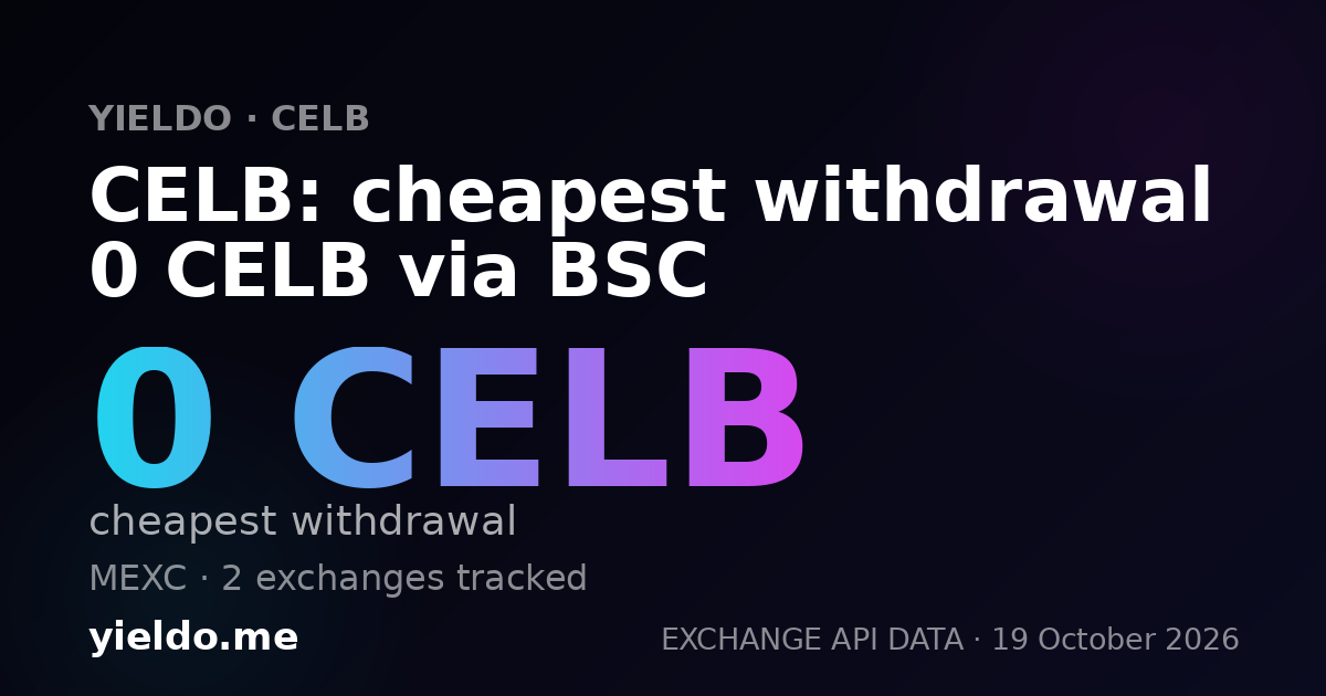 CELB: cheapest withdrawal 0 CELB via BSC