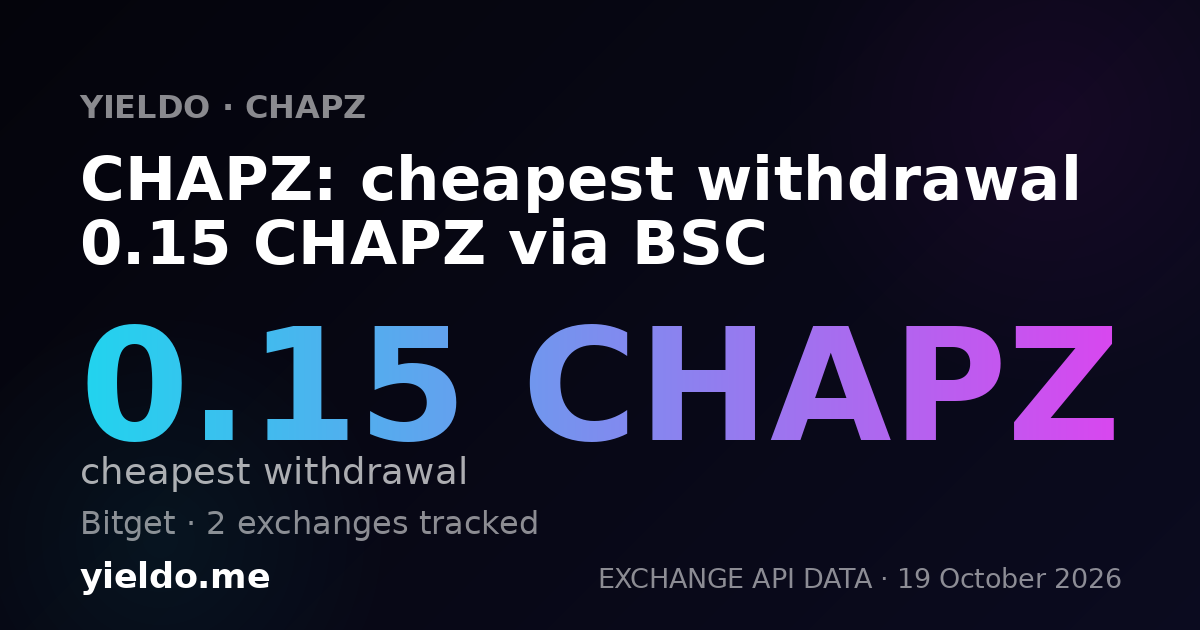 CHAPZ: cheapest withdrawal 0.15 CHAPZ via BSC