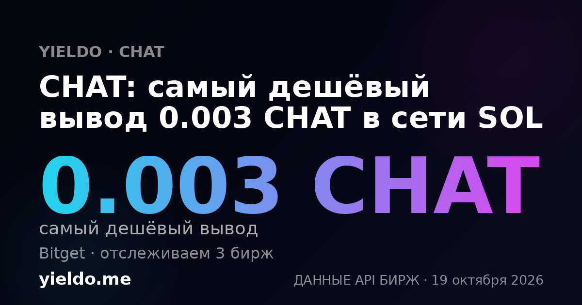 CHAT: самый дешёвый вывод 0.003 CHAT в сети SOL