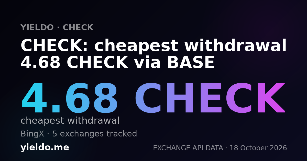 CHECK: cheapest withdrawal 4.68 CHECK via BASE