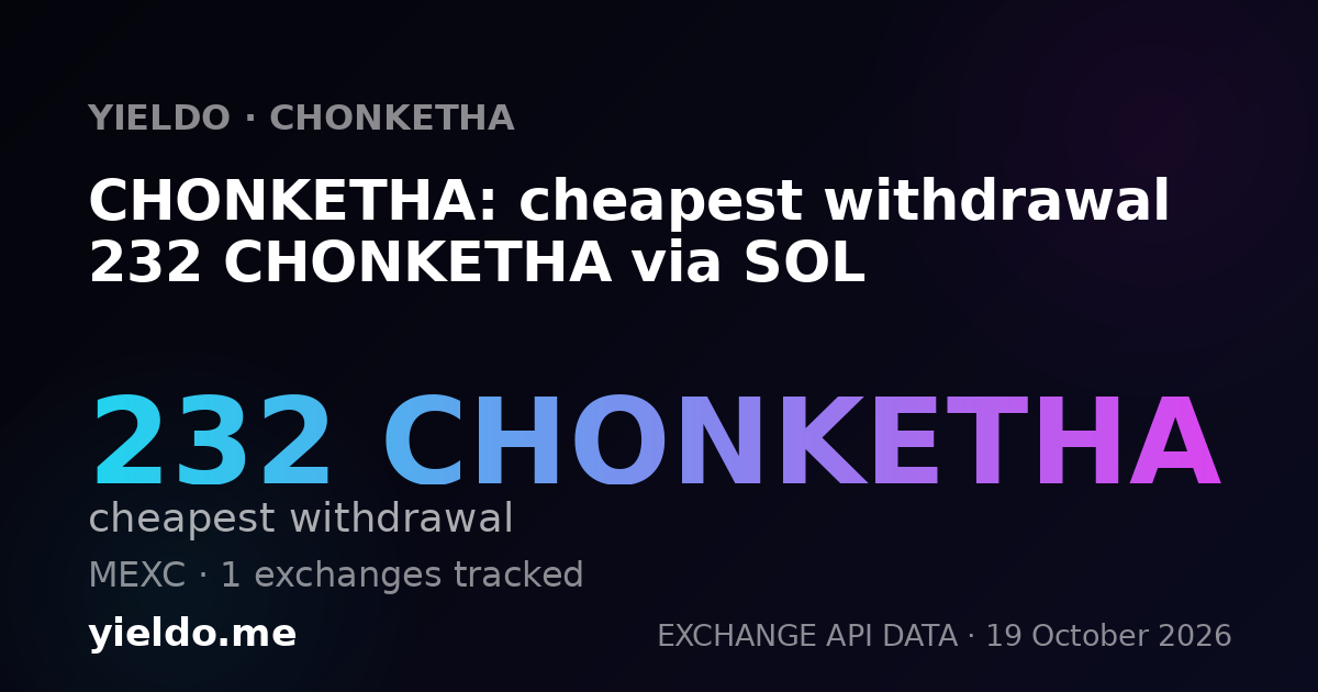 CHONKETHA: cheapest withdrawal 232 CHONKETHA via SOL