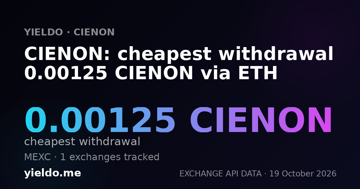 CIENON: cheapest withdrawal 0.00125 CIENON via ETH