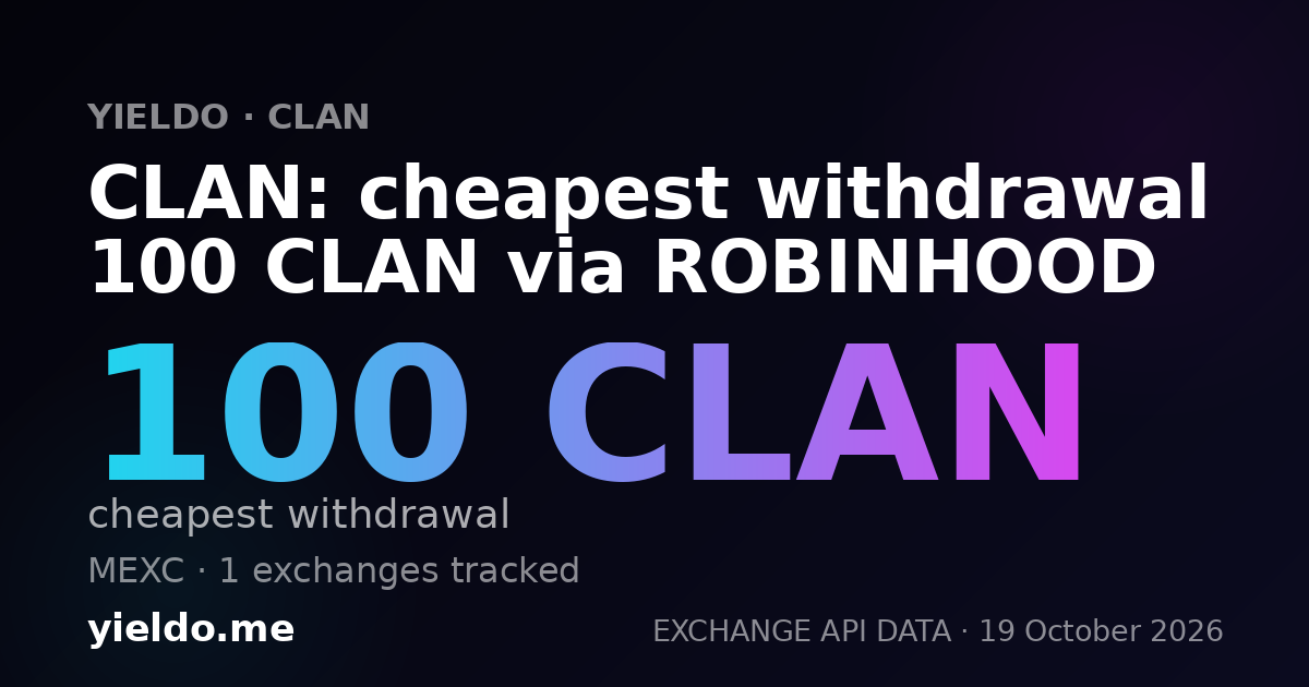 CLAN: cheapest withdrawal 100 CLAN via ROBINHOOD