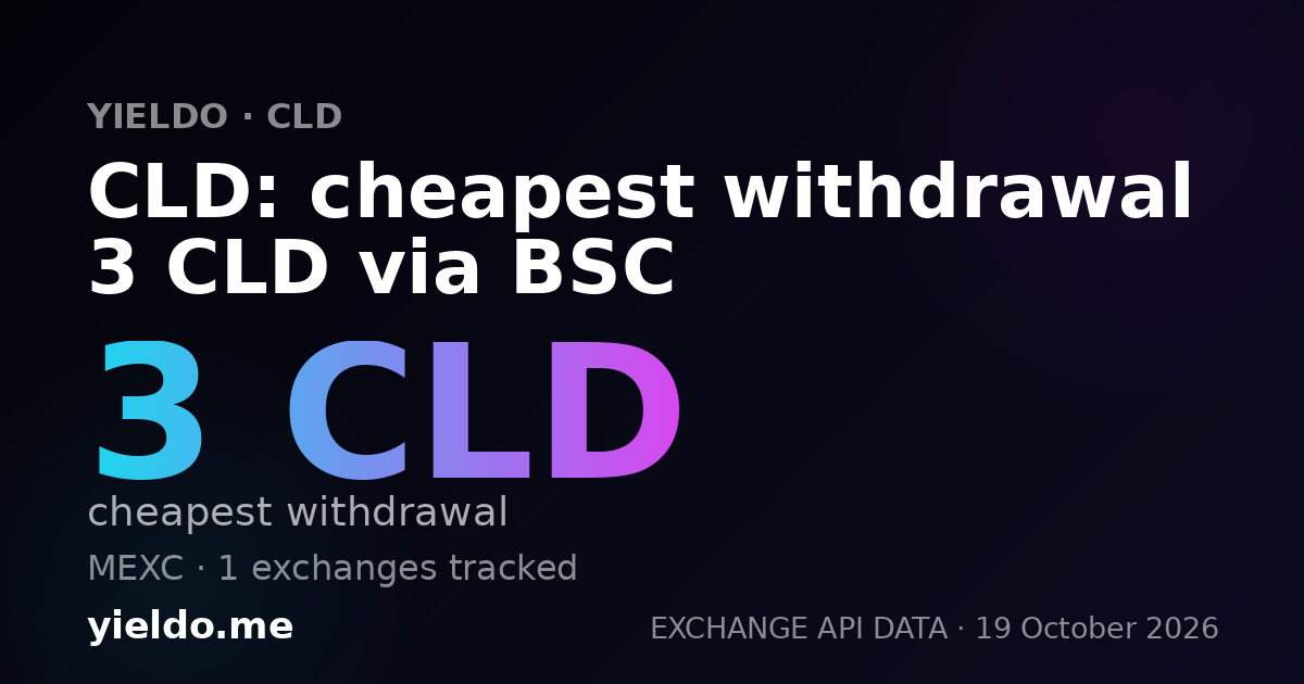 CLD: cheapest withdrawal 3 CLD via BSC
