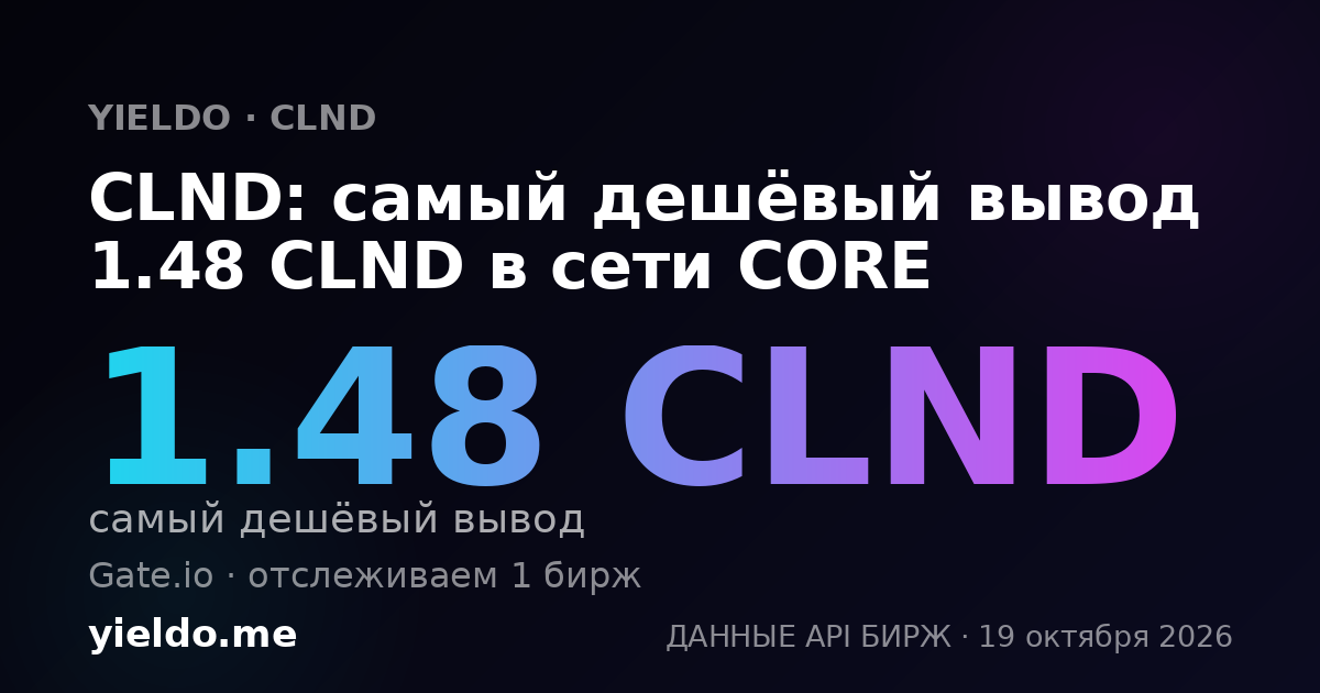CLND: самый дешёвый вывод 1.48 CLND в сети CORE