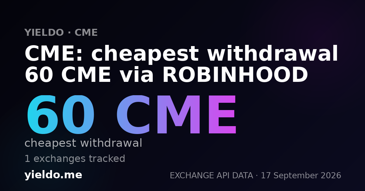 CME: cheapest withdrawal 60 CME via ROBINHOOD
