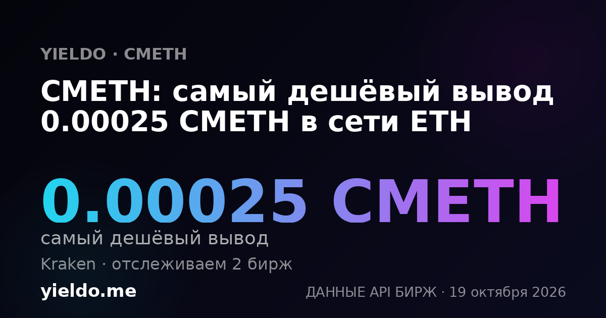 CMETH: самый дешёвый вывод 0.00024 CMETH в сети ETH