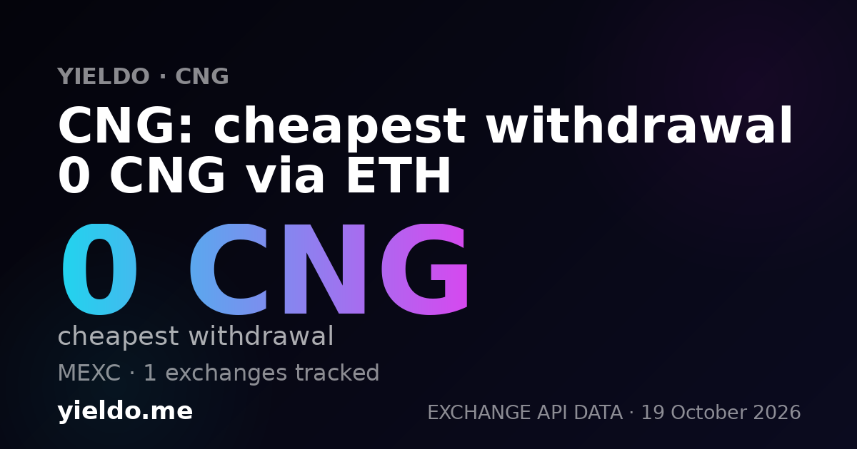 CNG: cheapest withdrawal 0 CNG via ETH