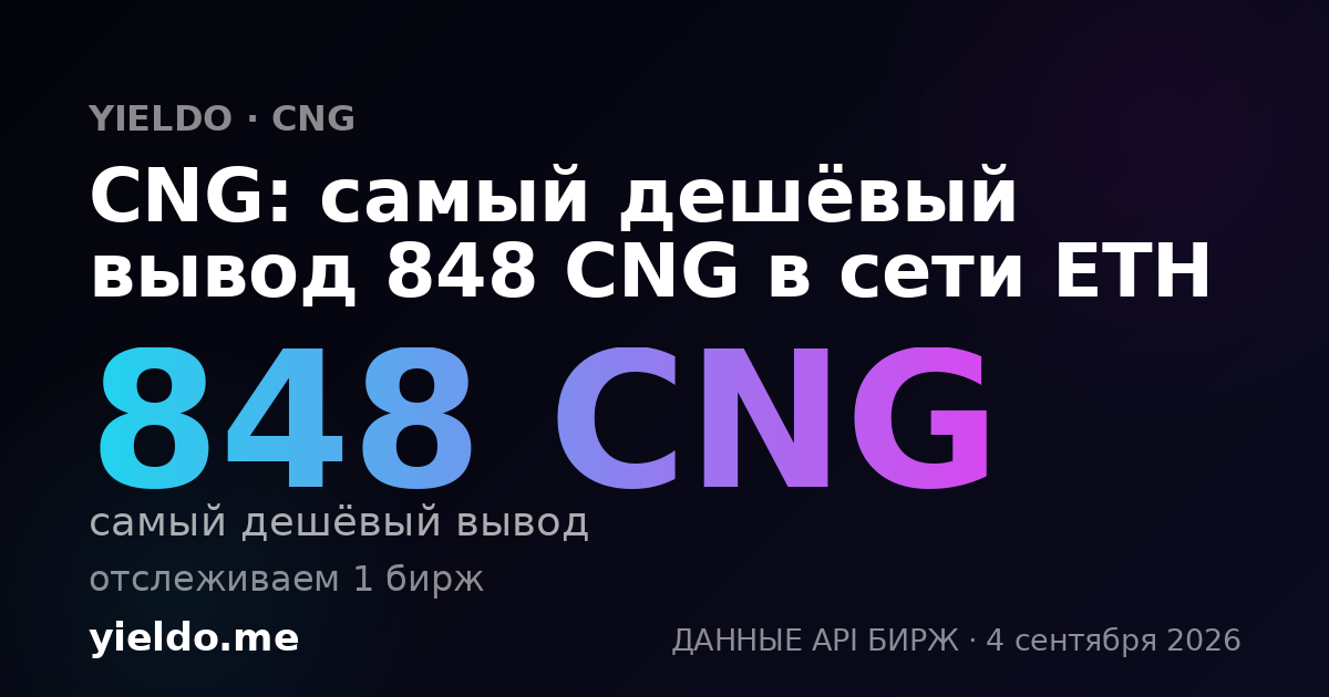 CNG: самый дешёвый вывод 848 CNG в сети ETH