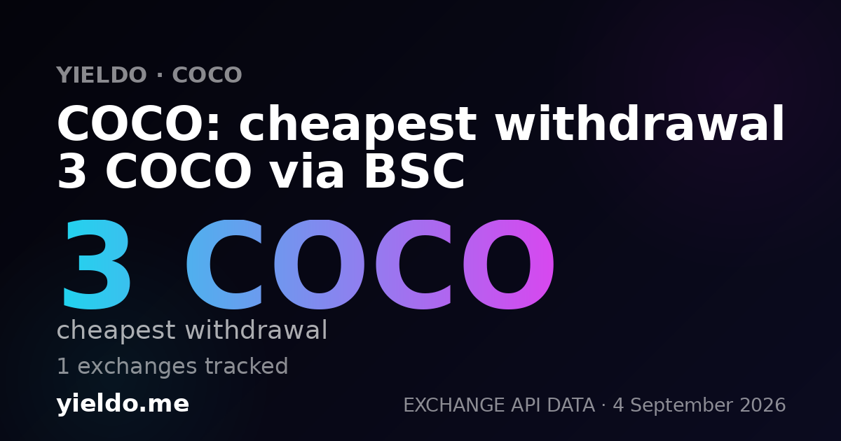 COCO: cheapest withdrawal 3 COCO via BSC
