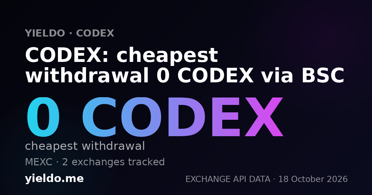 CODEX: cheapest withdrawal 0 CODEX via BSC