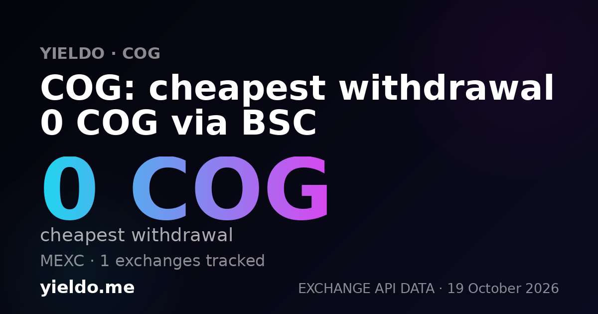 COG: cheapest withdrawal 0 COG via BSC