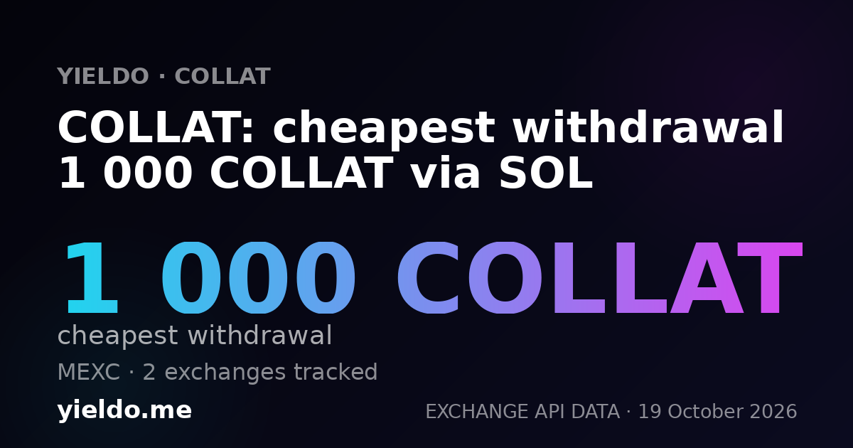 COLLAT: cheapest withdrawal 1 000 COLLAT via SOL
