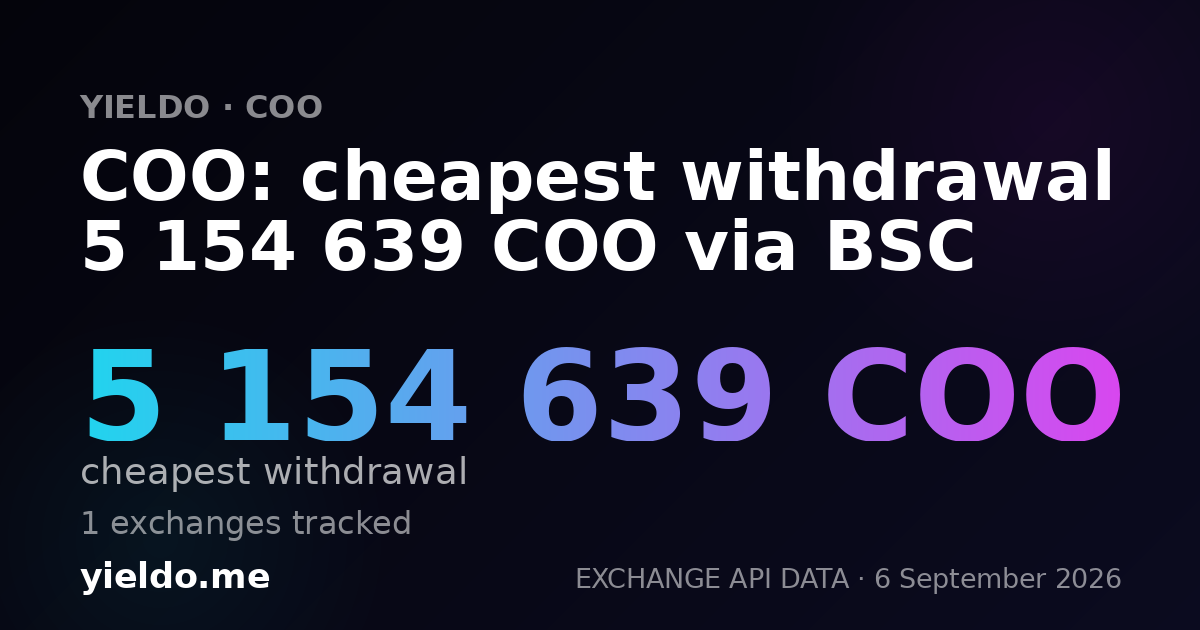 COO: cheapest withdrawal 5 154 639 COO via BSC