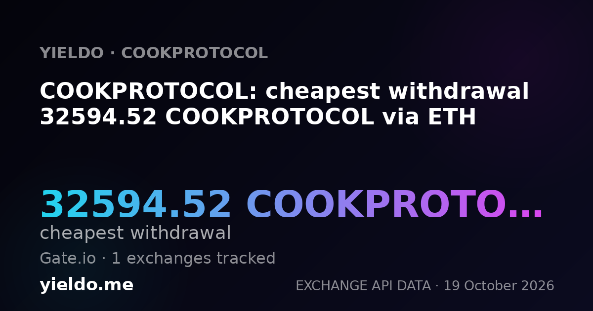 COOKPROTOCOL: cheapest withdrawal 32594.52 COOKPROTOCOL via ETH