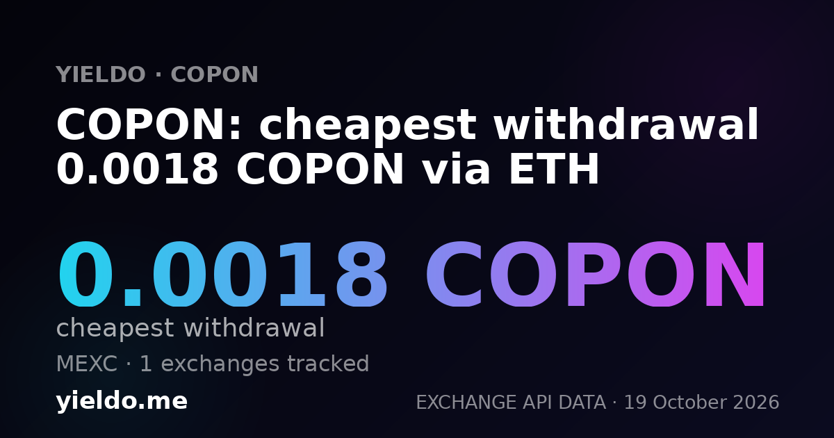 COPON: cheapest withdrawal 0.0018 COPON via ETH