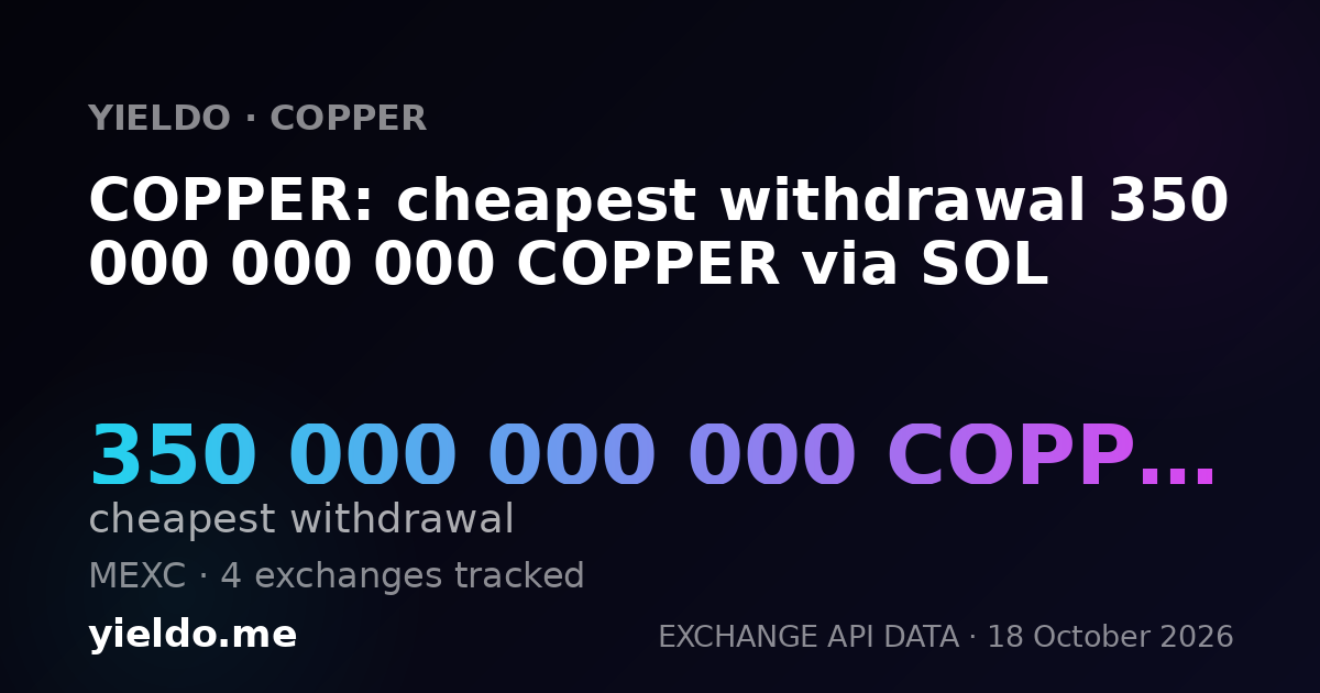 COPPER: cheapest withdrawal 350 000 000 000 COPPER via SOL
