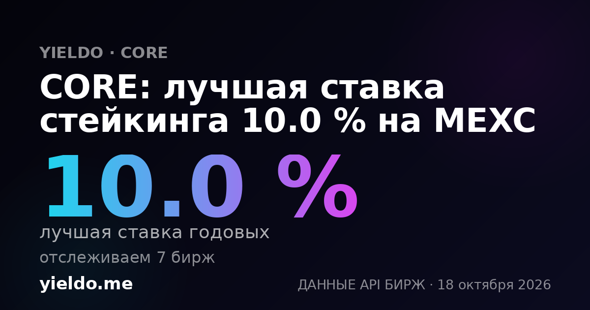 CORE: лучшая ставка стейкинга 10.0 % на MEXC