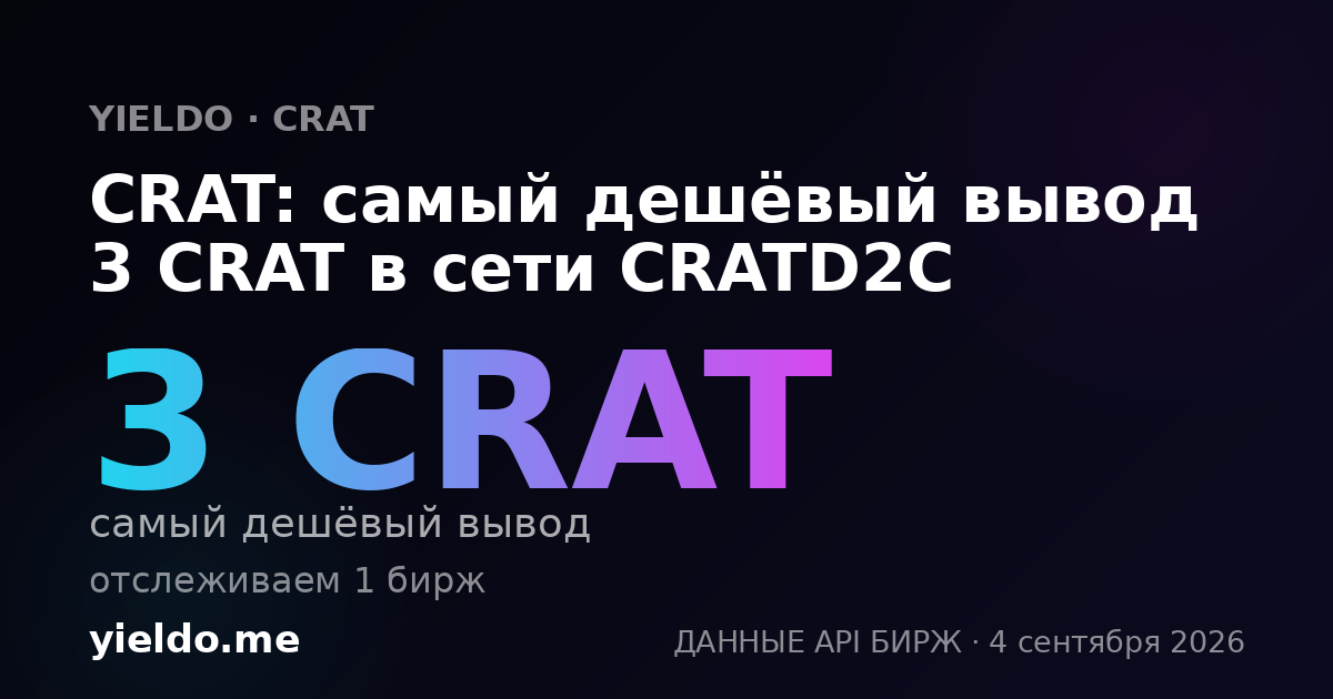 CRAT: самый дешёвый вывод 3 CRAT в сети CRATD2C