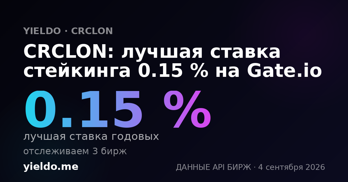 CRCLON: лучшая ставка стейкинга 0.15 % на Gate.io