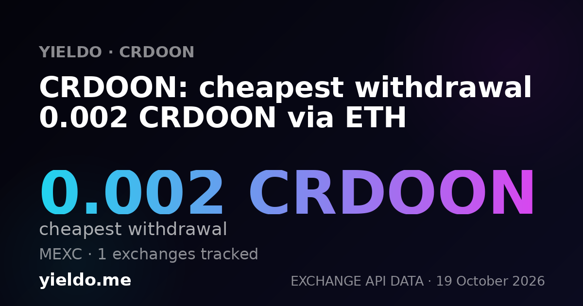 CRDOON: cheapest withdrawal 0.002 CRDOON via ETH