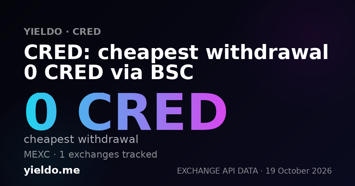 CRED: cheapest withdrawal 0 CRED via BSC