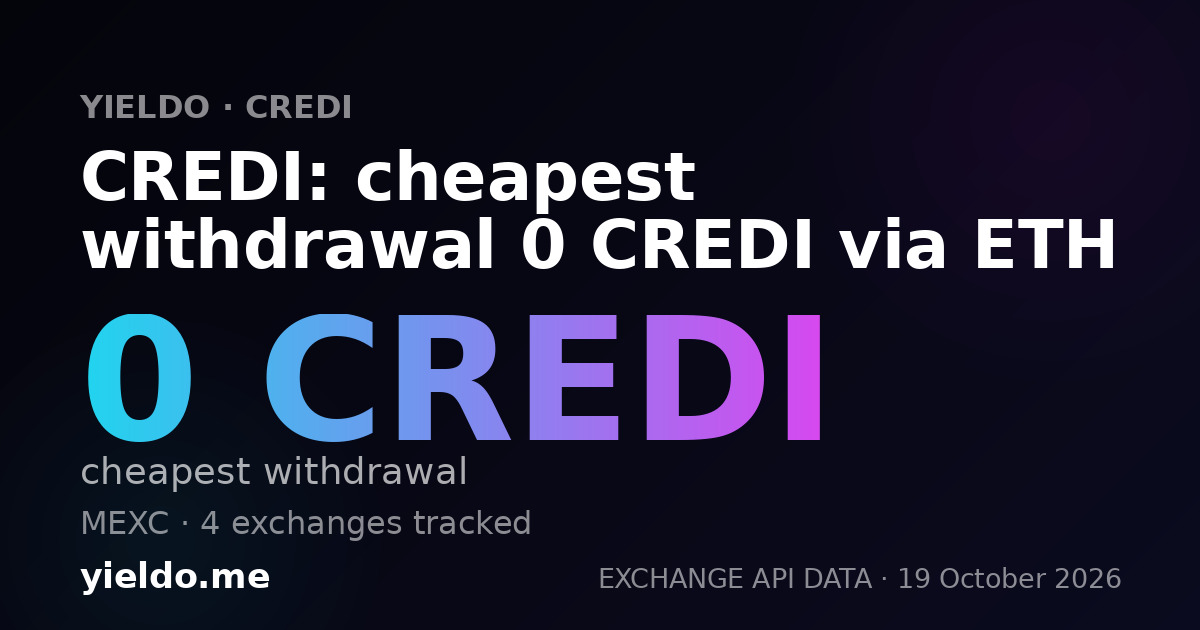 CREDI: cheapest withdrawal 0 CREDI via ETH