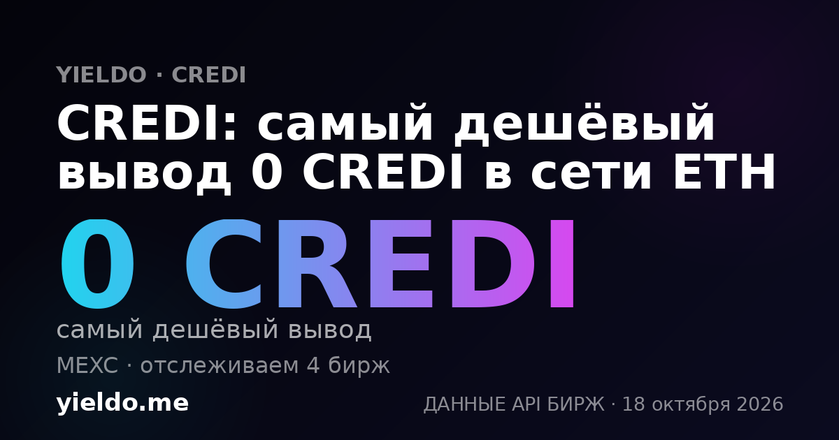 CREDI: самый дешёвый вывод 0 CREDI в сети ETH