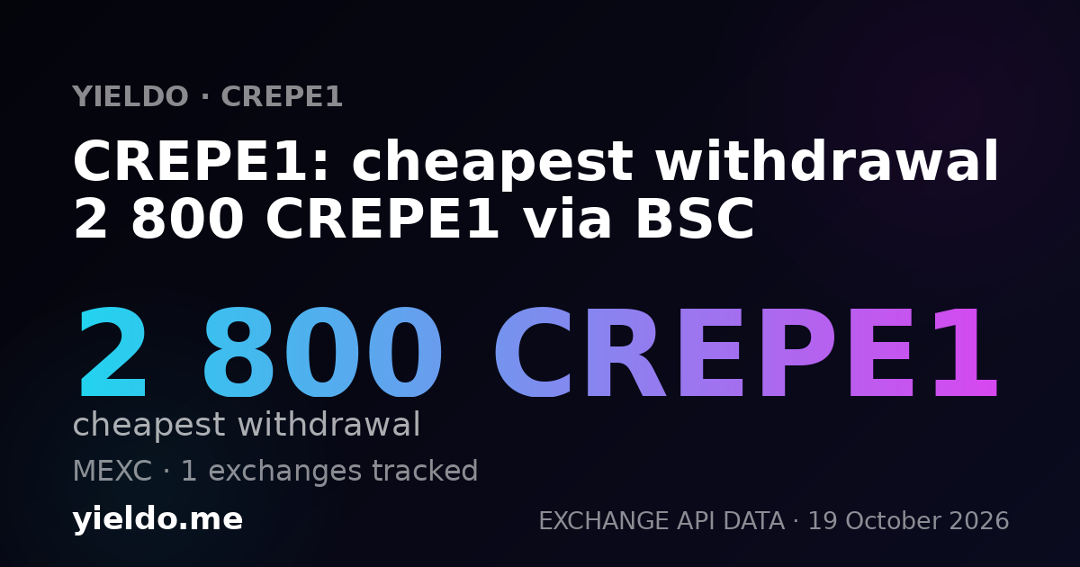 CREPE1: cheapest withdrawal 2 800 CREPE1 via BSC