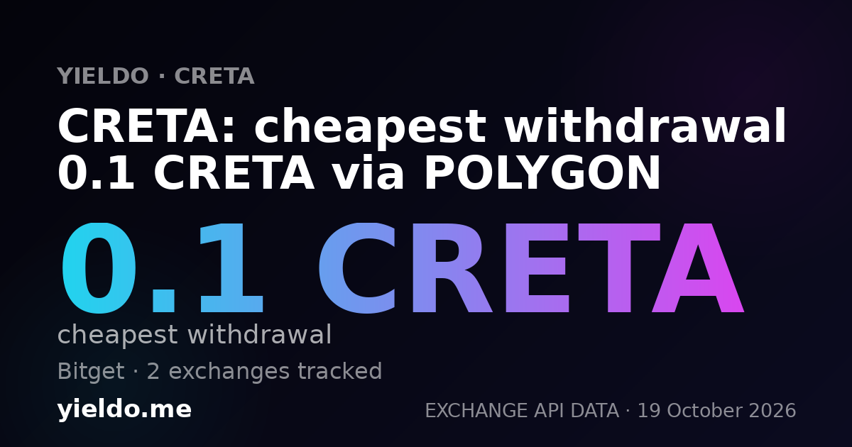 CRETA: cheapest withdrawal 0.1 CRETA via POLYGON