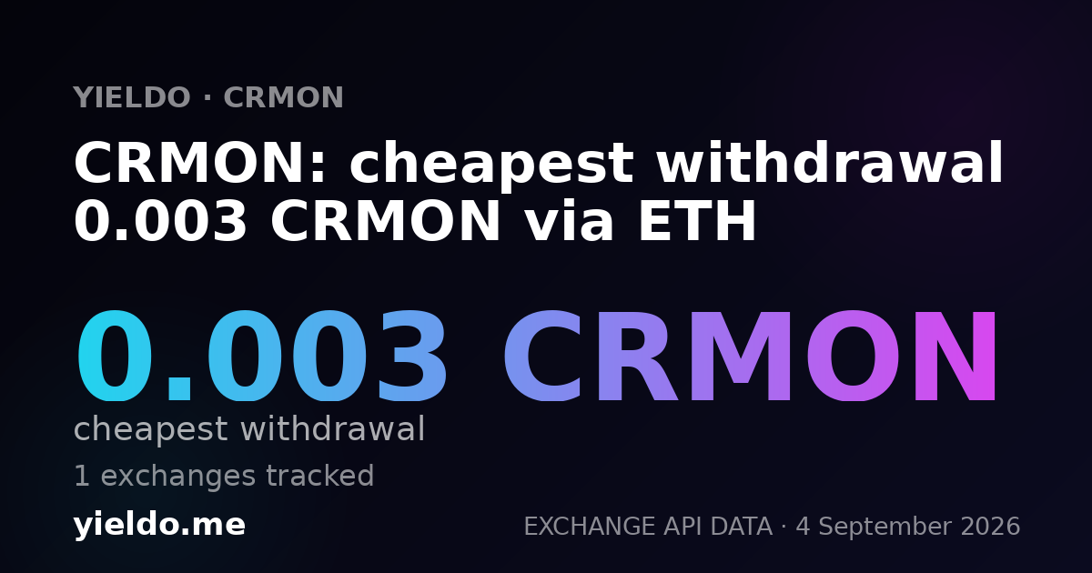 CRMON: cheapest withdrawal 0.003 CRMON via ETH