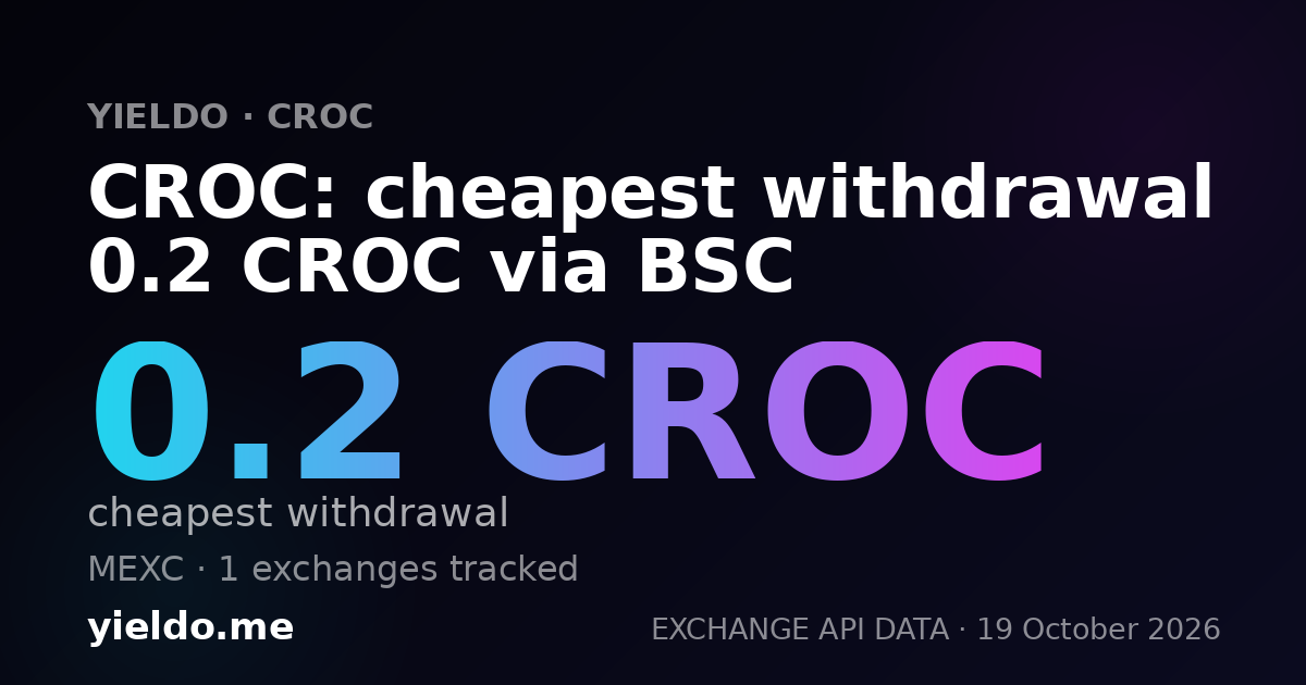 CROC: cheapest withdrawal 0.2 CROC via BSC