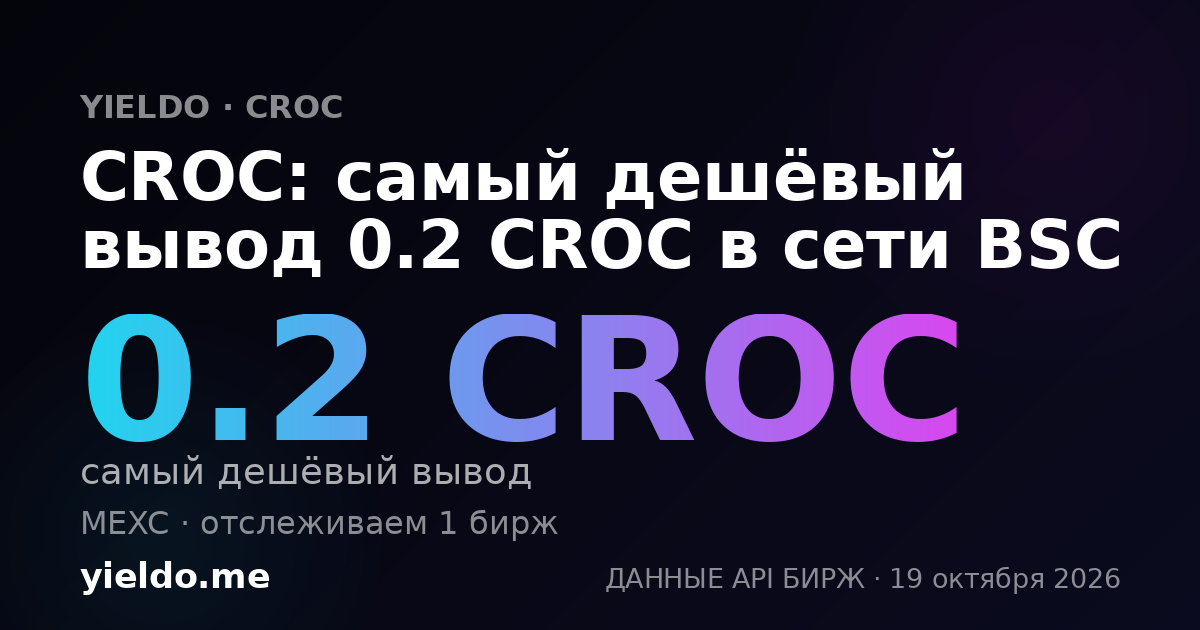 CROC: самый дешёвый вывод 0.2 CROC в сети BSC