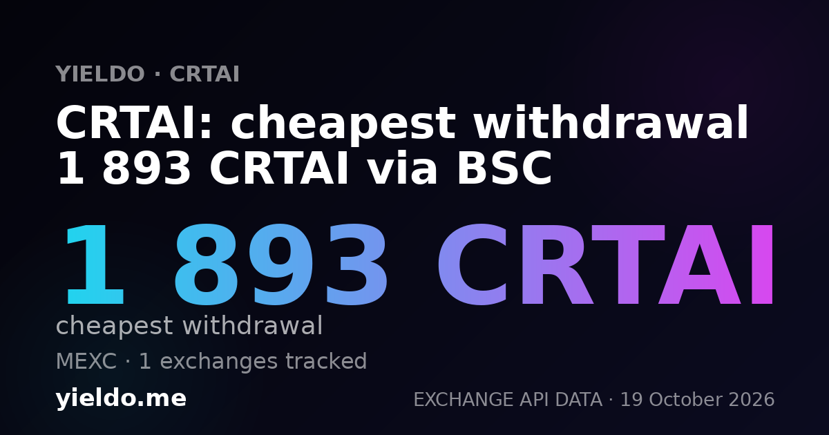 CRTAI: cheapest withdrawal 1 893 CRTAI via BSC