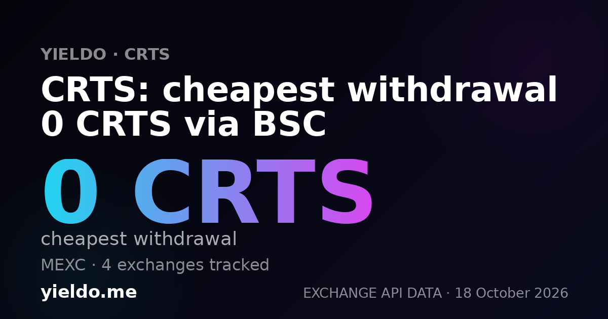 CRTS: cheapest withdrawal 0 CRTS via BSC