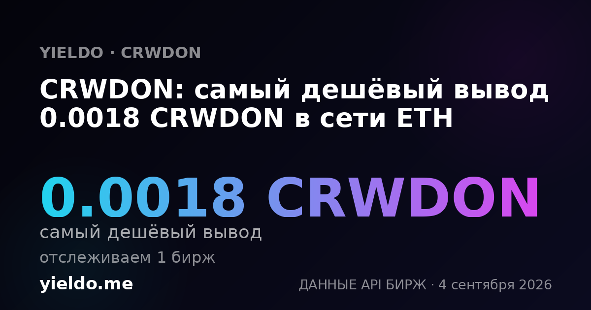 CRWDON: самый дешёвый вывод 0.0018 CRWDON в сети ETH