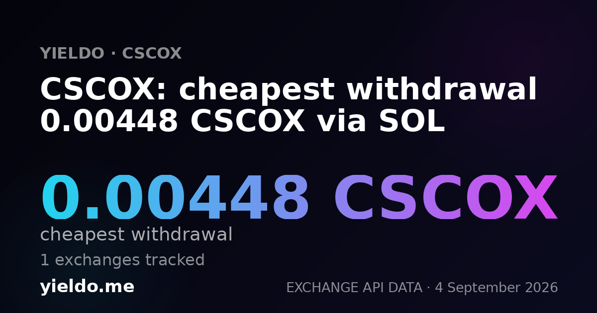 CSCOX: cheapest withdrawal 0.00448 CSCOX via SOL