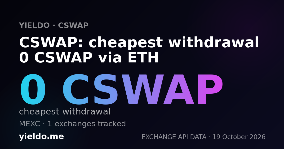 CSWAP: cheapest withdrawal 0 CSWAP via ETH