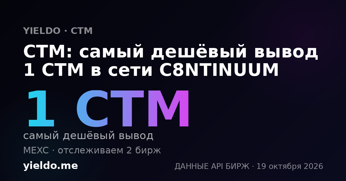 CTM: самый дешёвый вывод 1 CTM в сети C8NTINUUM