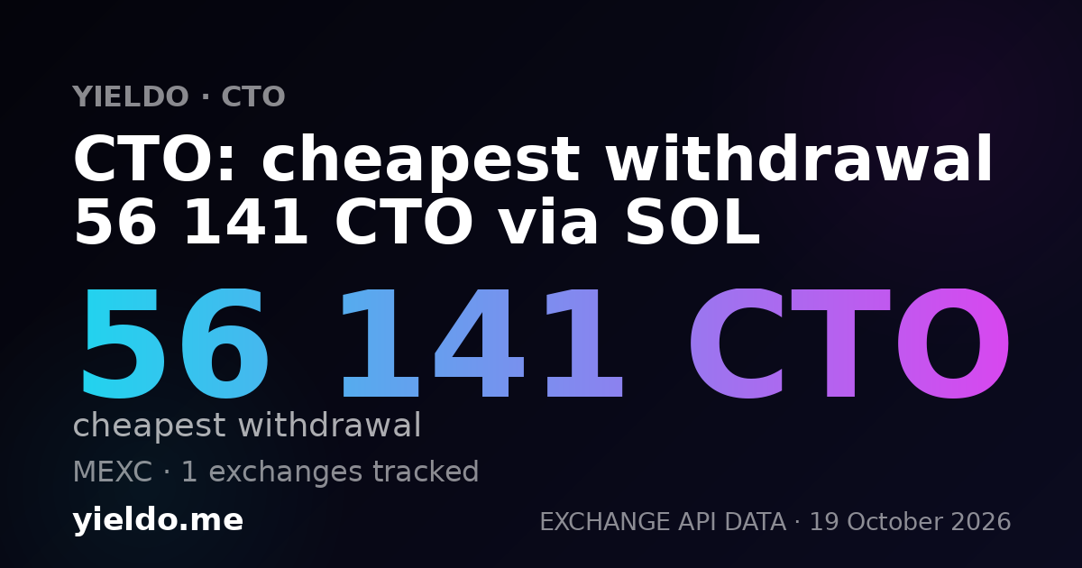 CTO: cheapest withdrawal 56 141 CTO via SOL