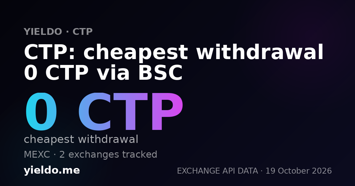 CTP: cheapest withdrawal 0 CTP via BSC