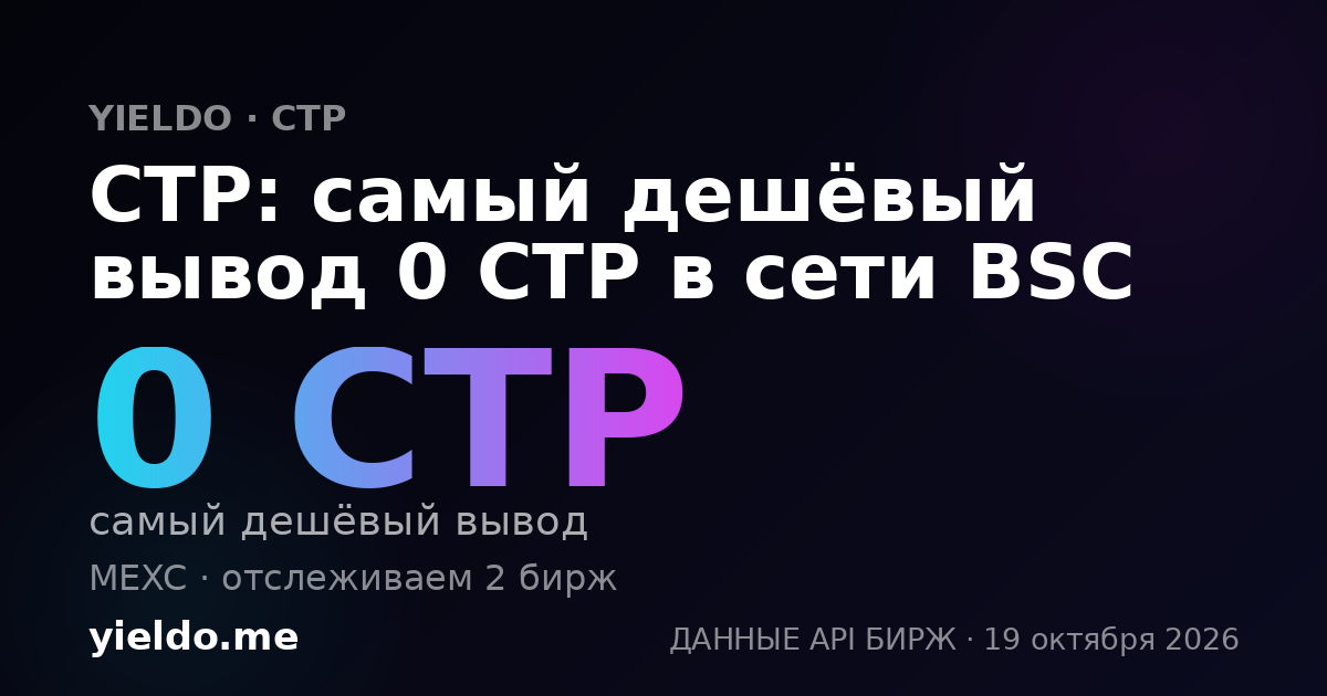 CTP: самый дешёвый вывод 0 CTP в сети BSC