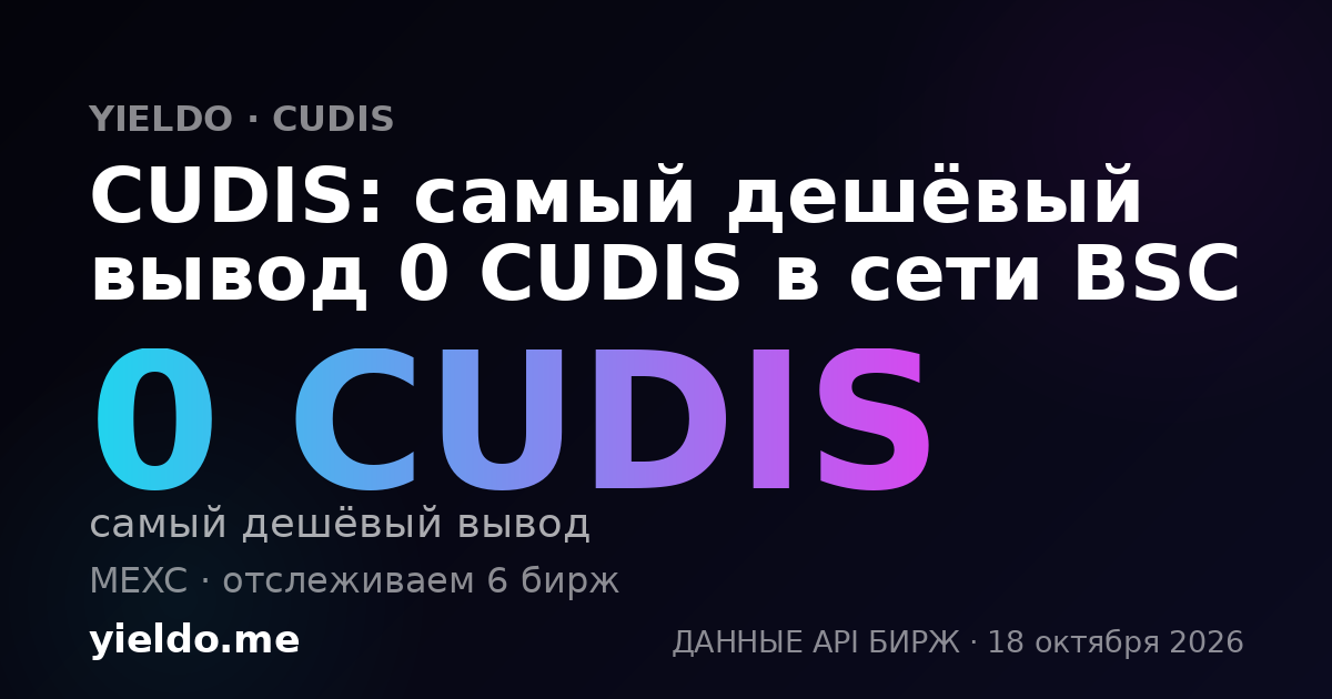 CUDIS: самый дешёвый вывод 0 CUDIS в сети BSC