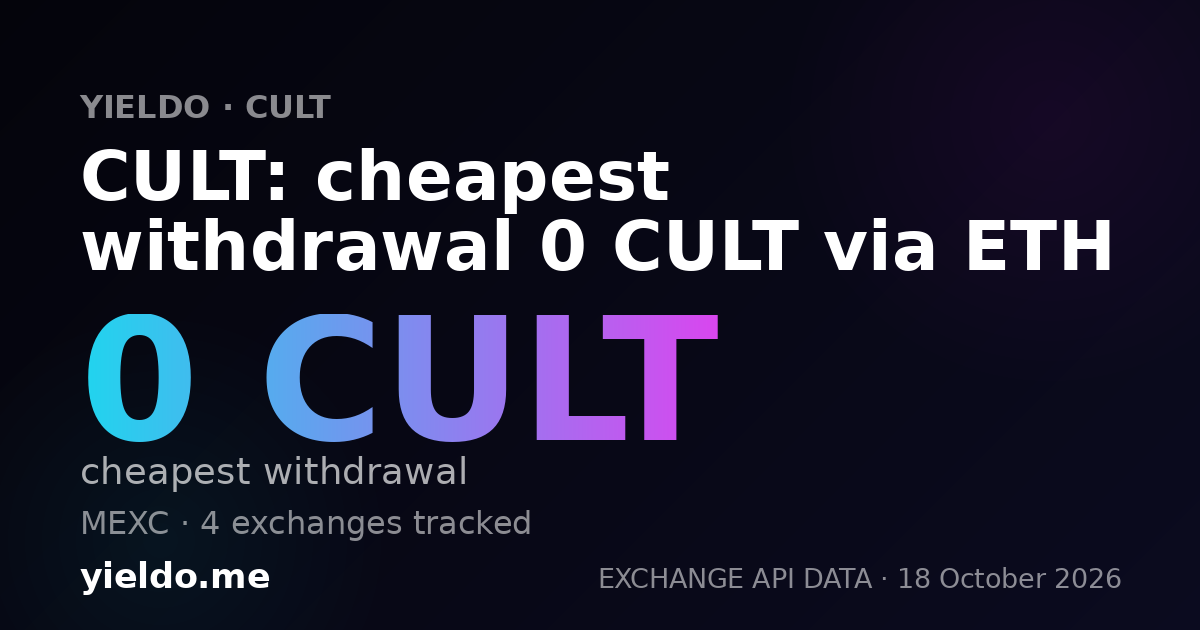 CULT: cheapest withdrawal 0 CULT via ETH